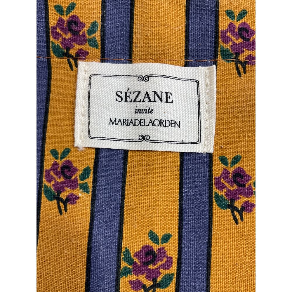 Sezane Printed Yellow Floral Stripe Tote Bag - Picture 4 of 5